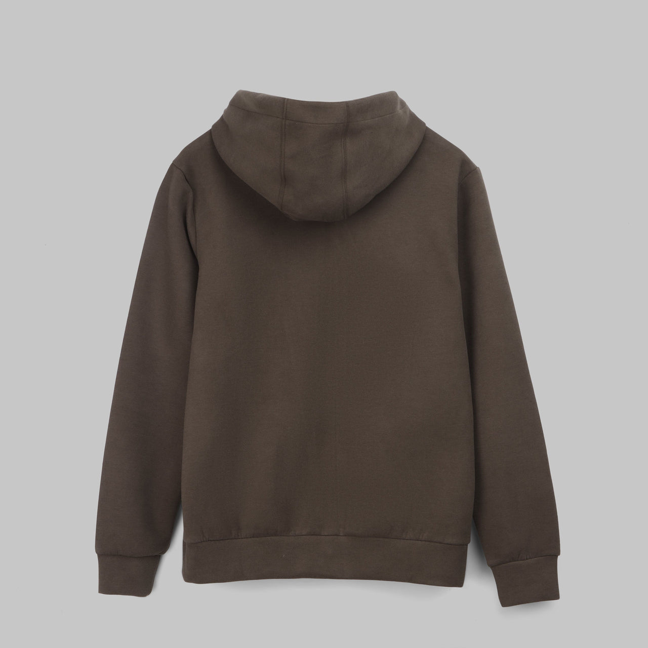 PREMIUM BASIC ZIP-THROUGH HOODIE - BROWN