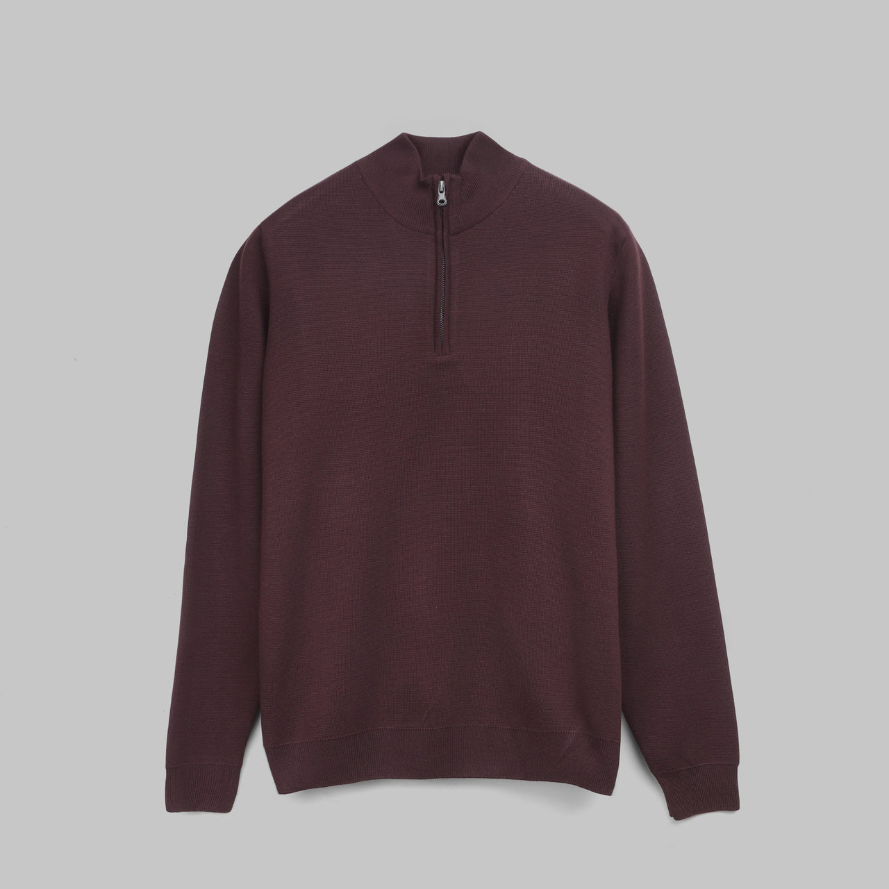 BASIC HALF-ZIP SWEATER - BURGUNDY