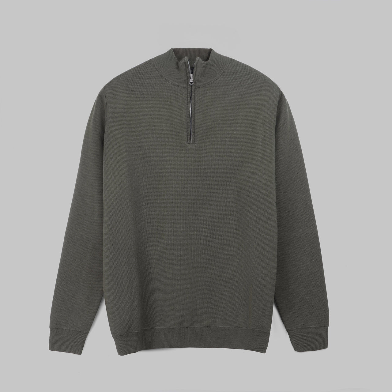 BASIC HALF-ZIP SWEATER - DARK OLIVE