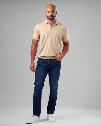KNIT POLO SHIRT  - BEIGE- DOCKLAND