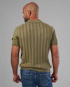 TEXTURED KNIT POLO SHIRT  - LIGHT OLIVE- DOCKLAND