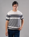 STRIPED KNIT T-SHIRT  - OFF WHITE - Dockland