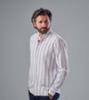 Band Collar Striped Shirt - OFF WHITE- Dockland