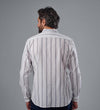 Band Collar Striped Shirt - OFF WHITE- Dockland