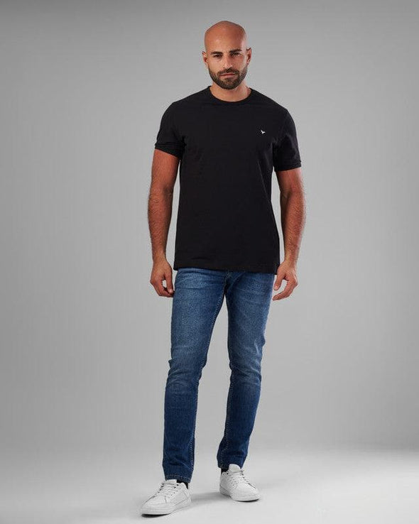 SHORT SLEEVE SLIM T-SHIRT - BLACK- DOCKLAND