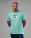 ROUND NECK PRINTED T-SHIRT - TURQUOISE - Dockland