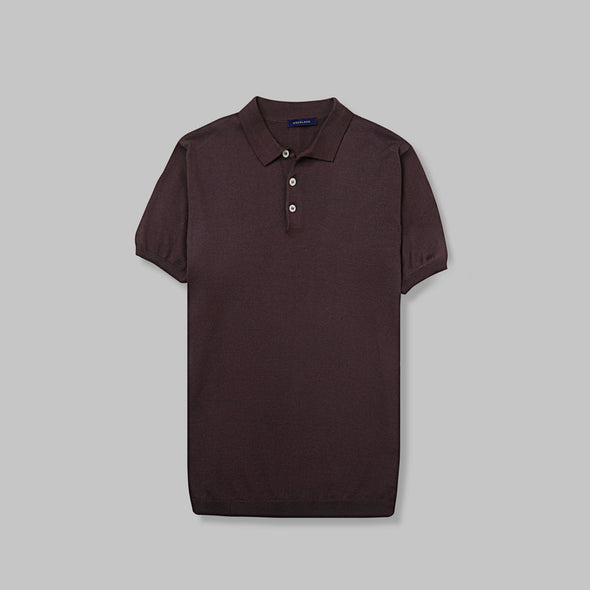KNIT POLO SHIRT  -BURGUNDY - Dockland