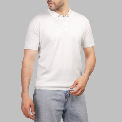 KNIT POLO SHIRT  -OFF WHITE - Dockland