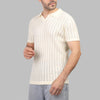 RIBBED KNIT POLO SHIRT- OFF WHITE - DOCKLAND