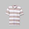 Classic Striped Polo with Tipped Collar  - CAFÉ - DOCKLAND