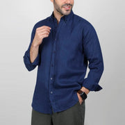 LONG SLEEVE LINEN SHIRT  - NAVY- Dockland