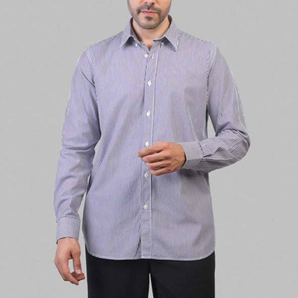 LONG SLEEVE STRIPED SHIRT- BLUE - Dockland