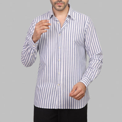LONG SLEEVE STRIPED SHIRT- BLUE - Dockland