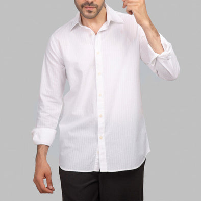 LONG SLEEVE STRIPED SHIRT- WHITE - Dockland
