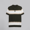 Half Zipper Striped Knitwear Polo  - OLIVE - Dockland