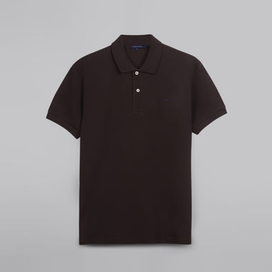 CLASSIC FIT PIQUE POLO SHIRT - BROWN