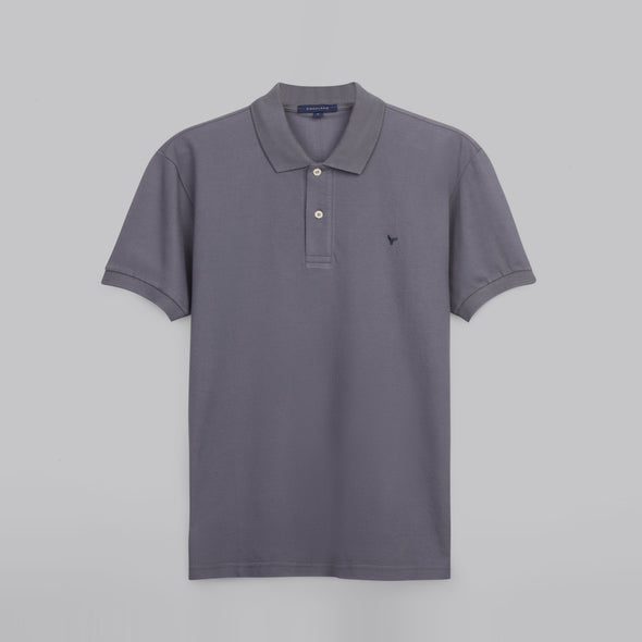 CLASSIC FIT PIQUE POLO SHIRT - GREY - Dockland