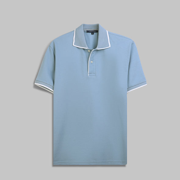 Tipped Collar Polo Shirt - LIGHT BLUE - Dockland