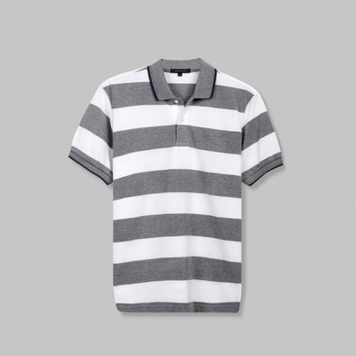 Classic Striped Polo with Tipped Collar  - CHINEE