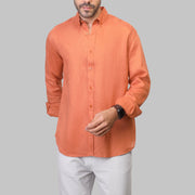 LONG SLEEVE LINEN SHIRT  - HAVANE - Dockland