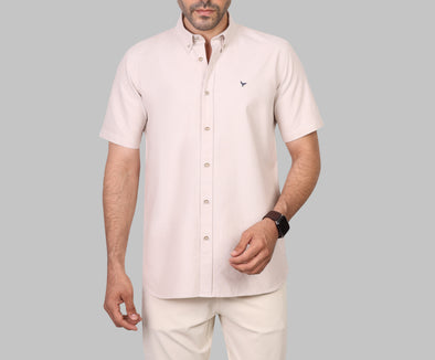 SHORT SLEEVE OXFORD SHIRT  - BEIGE