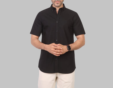 SHORT SLEEVE OXFORD SHIRT  - BLACK