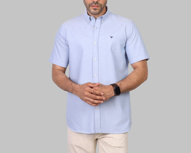 SHORT SLEEVE OXFORD SHIRT  - BLUE