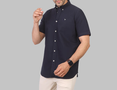 SHORT SLEEVE OXFORD SHIRT  - NAVY