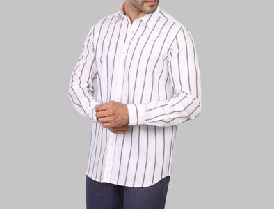 LONG SLEEVE STRIPED SHIRT- WHITE