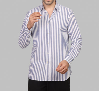 LONG SLEEVE STRIPED SHIRT- BLUE - Available in store