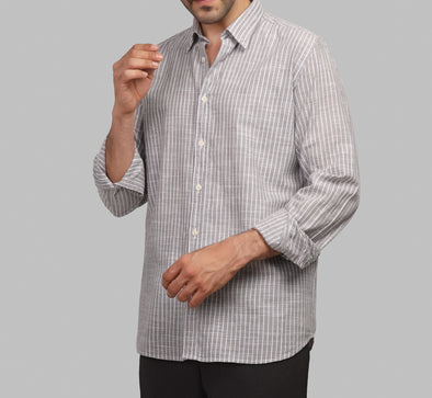 LONG SLEEVE STRIPED SHIRT- GREY
