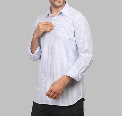 LONG SLEEVE STRIPED SHIRT- SKY BLUE