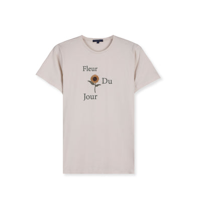 Short-Sleeved Patterned T-Shirt -LIGHT BEIGE