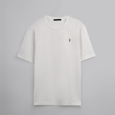 Short-Sleeved Patterned T-Shirt - OFF WHITE- Available in store