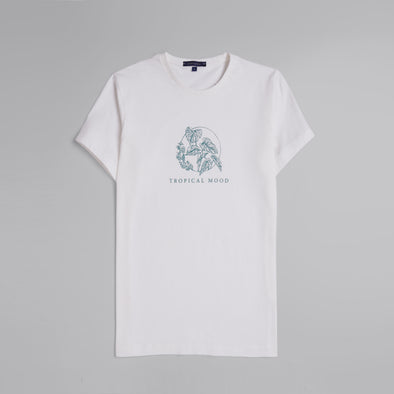 Short-Sleeved Patterned T-Shirt - OFF WHITE