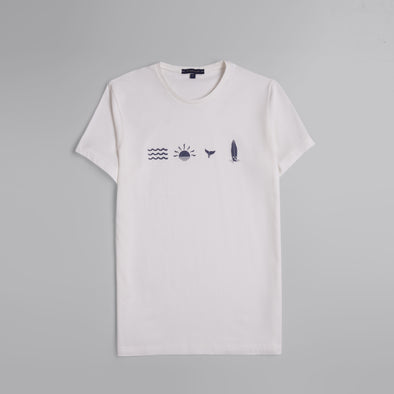 Short-Sleeved Patterned T-Shirt - OFF WHITE
