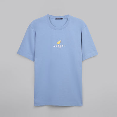 EMBROIDERED ROUND NECK T-SHIRT - LIGHT BLUE