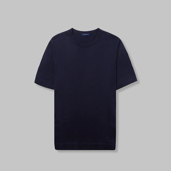 TEXTURED KNIT T-SHIRT -  NAVY - DOCKLAND