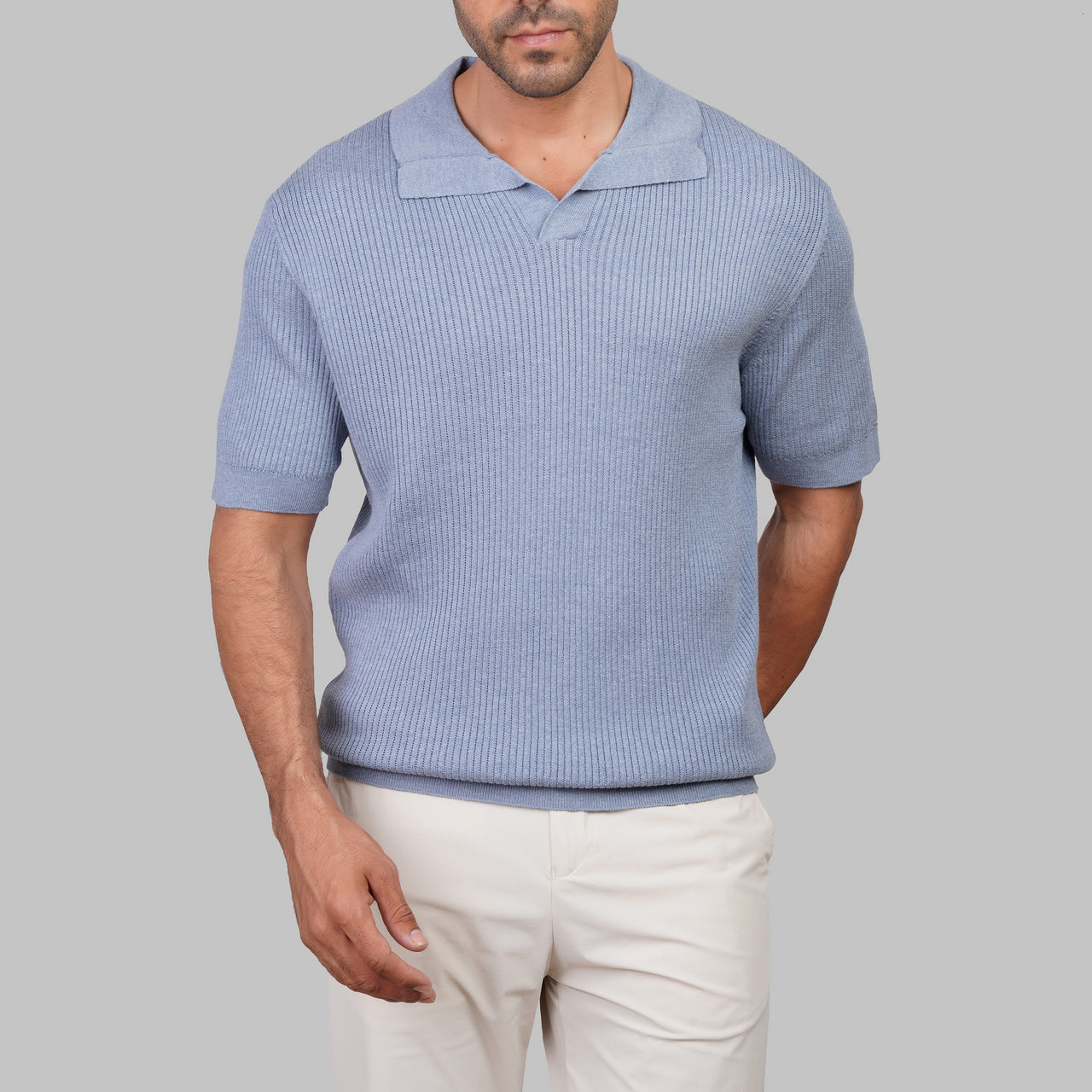 Ribbed Knit V-Neck Shirt