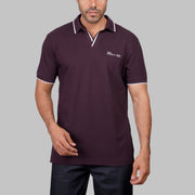 V-Neck Contrast Cotton Polo - Dockland