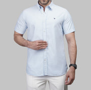 Shop Men's Short Sleeve blue Oxford Shirt for Summer 2026 by Dockland - تسوق قميص أكسفورد رجالي ازرق سماوي صيفي نص كم 2026 من دوكلاند أونلاين في مصر