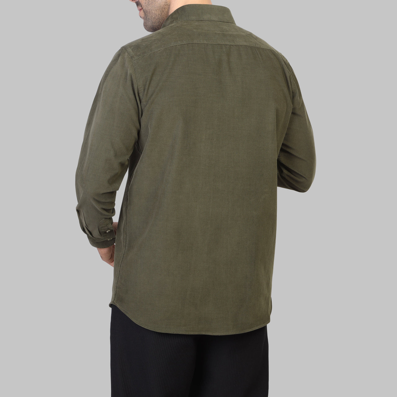LONG SLEEVE CORDUROY SHIRT- OLIVE