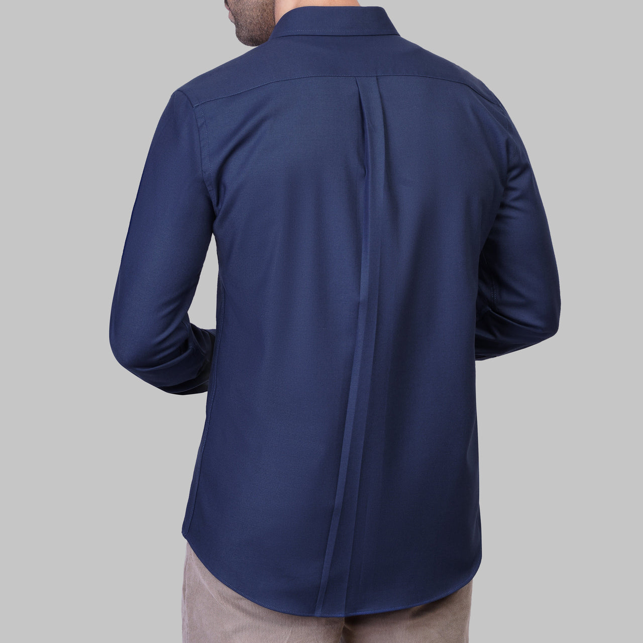 LONG SLEEVE WOOL SHIRT- NAVY