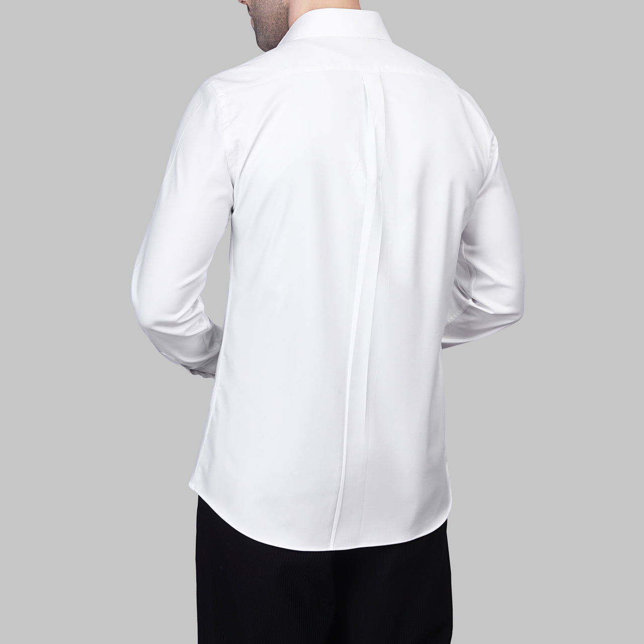 LONG SLEEVE WOOL SHIRT- WHITE