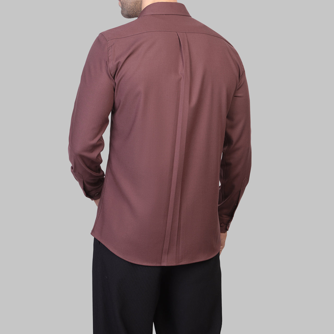 LONG SLEEVE WOOL SHIRT- WINE