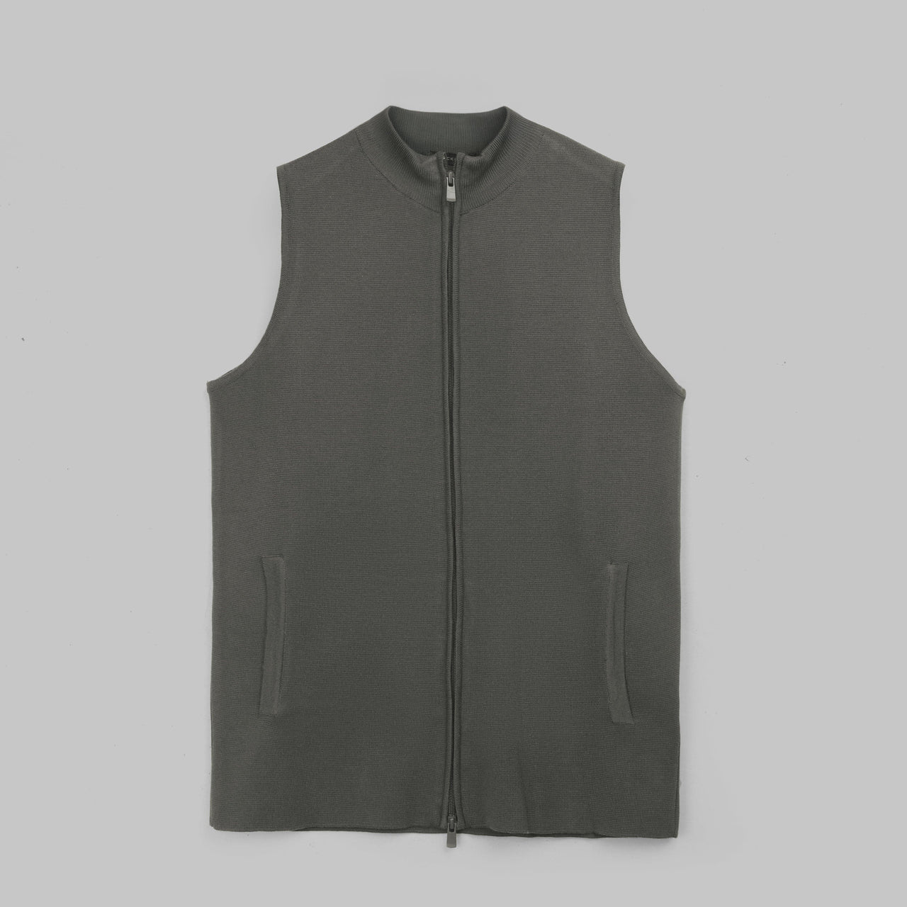 Cropped Vest with Zip  - DARK OLIVE