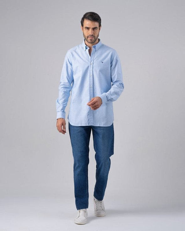 LONG SLEEVE PLAIN OXFORD SHIRT - SKY BLUE - Dockland