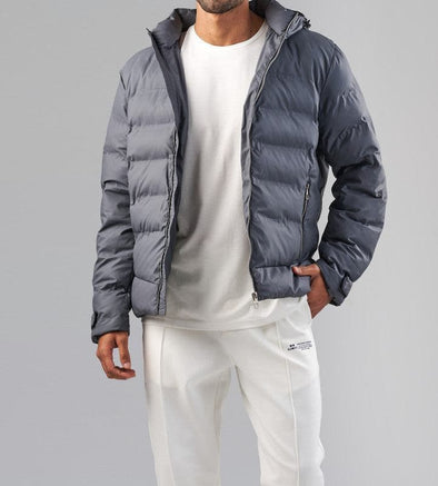 HOODED PUFFER JACKET  - GREY-DOCKLAND