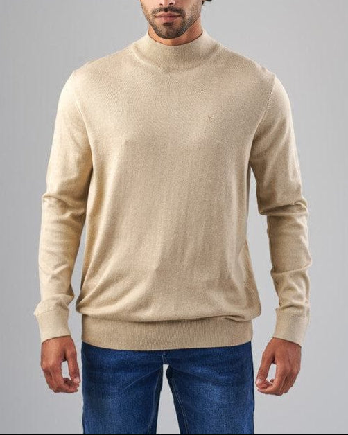 BASIC HIGH NECK SWEATER  - BEIGE-DOCKLAND