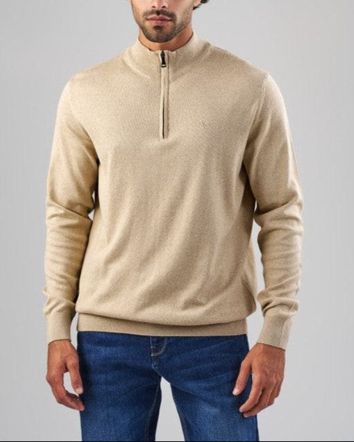 HIGH-NECK SWEATER WITH ZIPPER - BEIGE-DOCKLAND